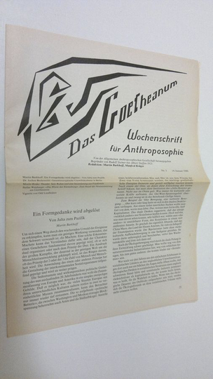 Martin Barkhoff (red.) : Das Goetheanum nr. 3/1990 : Wochenschrift fur Anthroposophie