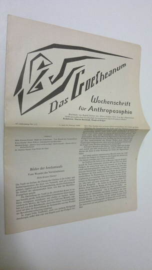 Martin Barkhoff (red.) : Das Goetheanum nr. 1-2/1988 : Wochenschrift fur Anthroposophie