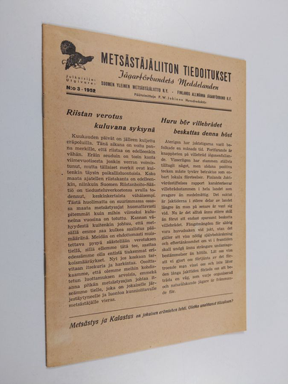 Metsästäjäliiton tiedoitukset 3/1952