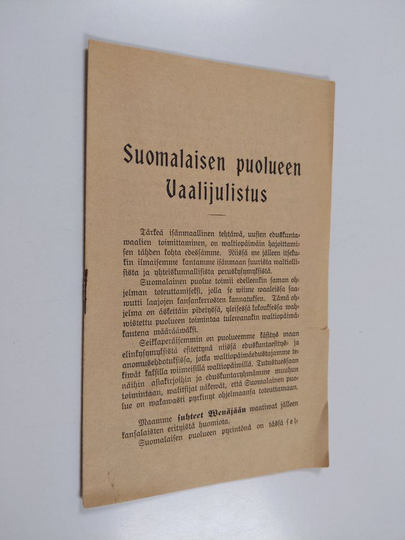 Suomalaisen puolueen vaalijulistus