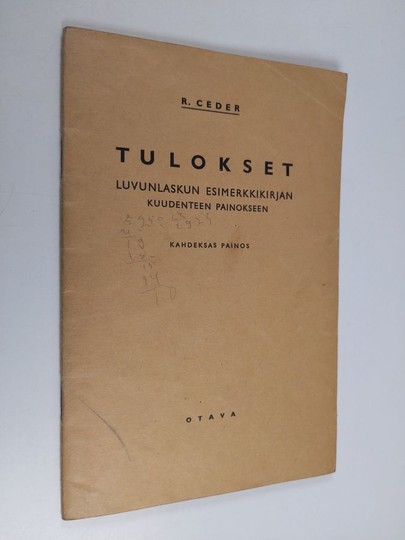R. Ceder : Tulokset luvunlaskun esimerkkikirjan kuudenteen painokseen