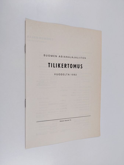 Suomen asianajajaliiton tilikertomus vuodelta 1982