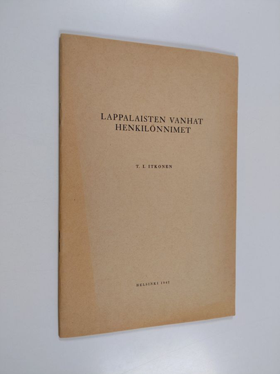 T. I. Itkonen : Lappalaisten vanhat henkilönnimet