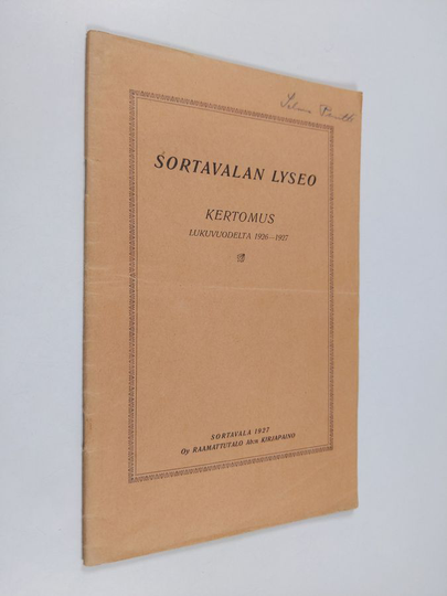 Sortavalan lyseo : kertomus lukuvuodelta 1926-1927