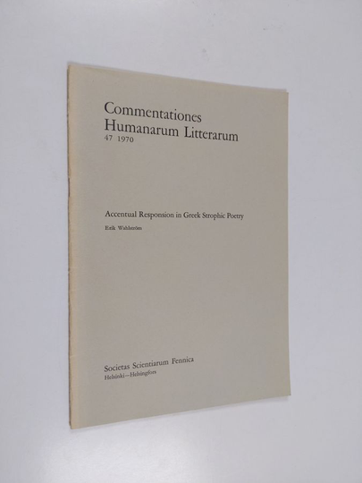 Erik Wahlström : Accentual responsion in Greek strophic poetry