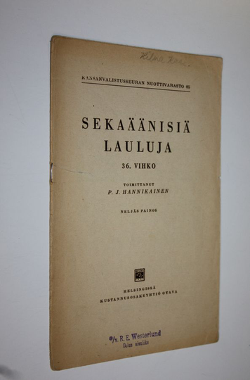 P.J. Hannikainen : Sekaäänisiä lauluja 36 vihko