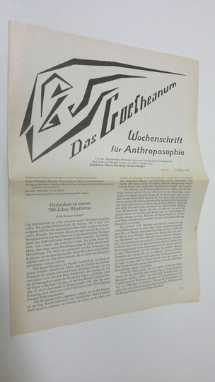 Martin Barkhoff (red.) : Das Goetheanum nr. 12/1990 : Wochenschrift fur Anthroposophie