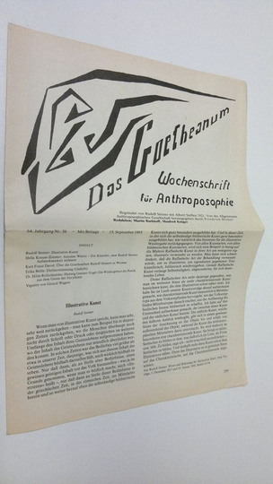 Martin Barkhoff (red.) : Das Goetheanum nr. 38/1985 : Wochenschrift fur Anthroposophie