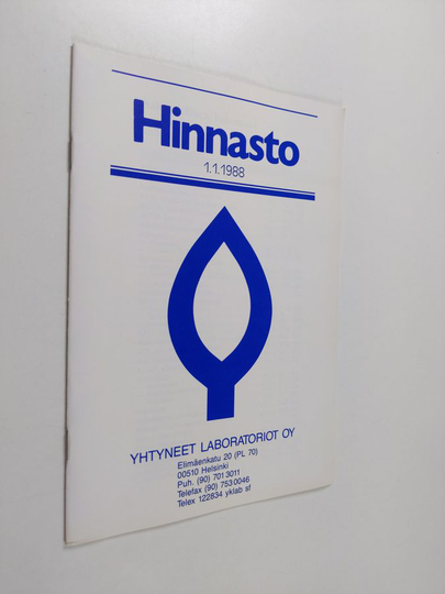 Yhtyneet laboratoriot oy: hinnasto 1.1.1988