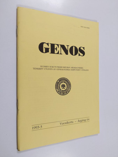 Genos 3 / 1993 : Suomen sukututkimusseuran aikakauskirja