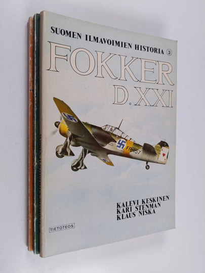 Kalevi Keskinen : Suomen ilmavoimien historia 1-3 : Brewster B-239 ja Humu ; Dorner Do17 Z Junkers Ju88A-4 ; Fokker D.XXI