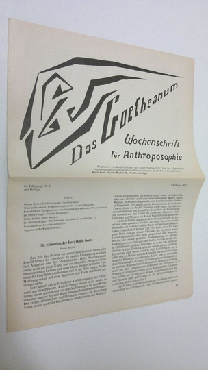 Martin Barkhoff (red.) : Das Goetheanum nr. 8/1985 : Wochenschrift fur Anthroposophie