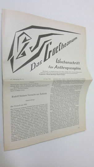 Martin Barkhoff (red.) : Das Goetheanum nr. 22-30/1988 : Wochenschrift fur Anthroposophie