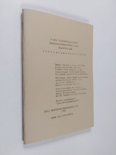 V-XVI valtakunnallisten sukututkimusopintopäivien osanottajien tutkimuskohdekooste