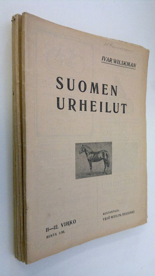 Ivar Wilskman : Suomen urheilut vuosikerta 1-12 (puuttuu vihko 1 ja 9)
