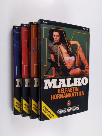 Gerard de Villiers : Malko 1-4 : Erikoistehtävä Las Vegasissa ; Tokion terroristi ; Harlemin maratoonarit ; Belfastin hornankattila