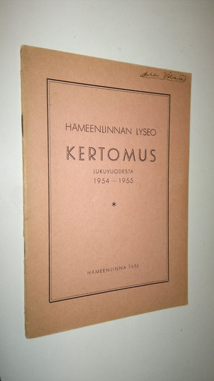 Hämeenlinnan lyseo kertomus lukuvuodesta 1954-1955
