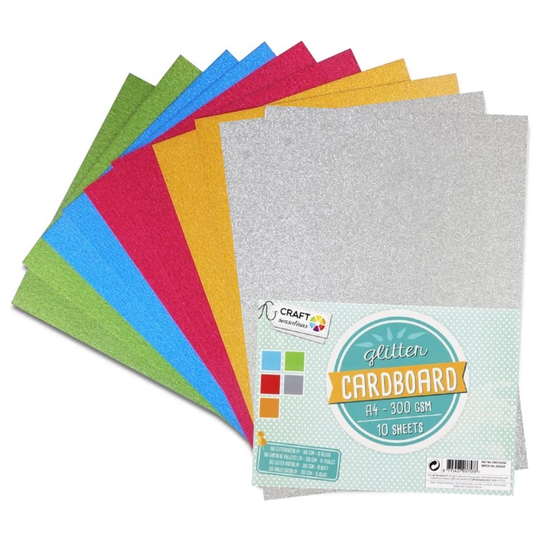 Craft Sensations Glitter Carton A4 200gsm 10-pack