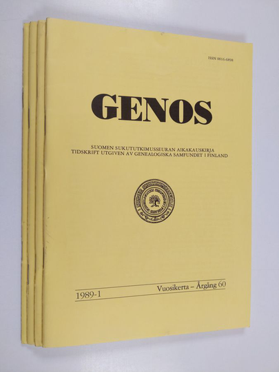 Genos vuosikerta 1989 1-4 : Suomen sukututkimusseuran aikakauskirja