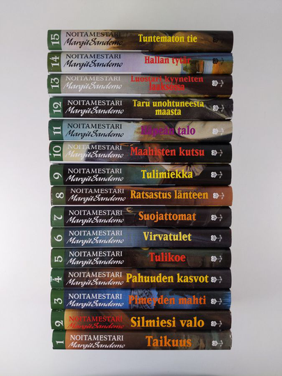 Margit Sandemo : Noitamestari 1-15 : Taikuus ; Silmiesi valo ; Pimeyden mahti ; Pahuuden kasvot ; Tulikoe ; Virvatulet ; Suojattomat ; Ratsastus ...