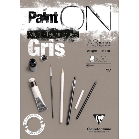 Clairefontaine Paint'ON Taiteilijalehtiö Gris A3