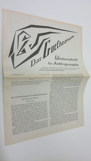 Martin Barkhoff (red.) : Das Goetheanum nr. 37/1988 : Wochenschrift fur Anthroposophie