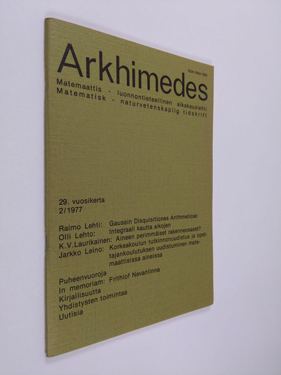 Arkhimedes 2/1977 : Matemaattis-luonnontieteellinen aikakauslehti