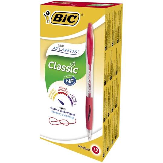 BIC Atlantis Classic Kuulakärkikynä 12 kpl Red