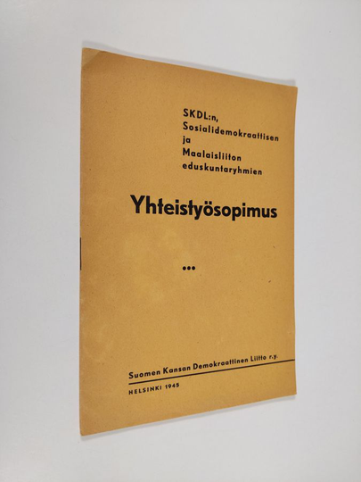 SKDL:n, sosialidemokraattisen ja maalaisliiton eduskuntaryhmien yhteistyösopimus