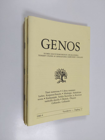 Genos vuosikerta 1986 (1-4) : Suomen sukututkimusseuran aikakauskirja