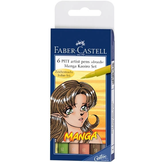 Faber-Castell PITT Artist Brush 6-setti Manga Kaoiro