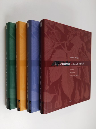 Sinikka Piippo : Luonnon lääkeyrtit 1-4 : Historia, Nykyisyys, Vahvistavat kasvit ; Mieli ja hermosto, Hengitystiet ; Verenkiertoelimet, ...