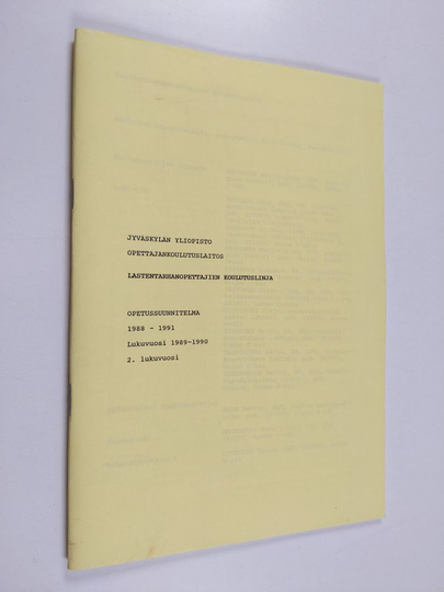 Lastentarhanopettajien koulutuslinja : Opetussuunnitelma 1988-1991 - Lukuvuosi 1989-1990 - 2.lukuvuosi