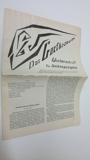 Martin Barkhoff (red.) : Das Goetheanum nr. 30-31/1985 : Wochenschrift fur Anthroposophie