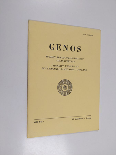 Genos nro 1 1976 : Suomen sukututkimusseuran aikakauskirja