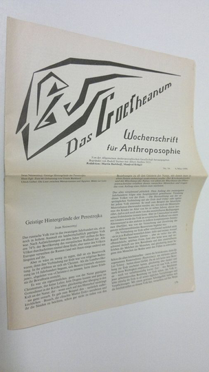 Martin Barkhoff (red.) : Das Goetheanum nr. 19/1990 : Wochenschrift fur Anthroposophie