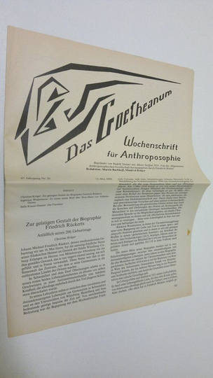 Martin Barkhoff (red.) : Das Goetheanum nr. 20/1988 : Wochenschrift fur Anthroposophie