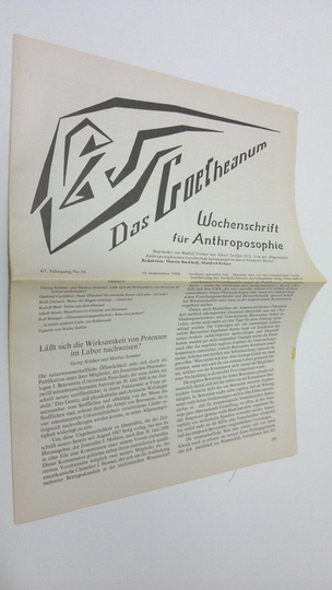 Martin Barkhoff (red.) : Das Goetheanum nr. 38/1988 : Wochenschrift fur Anthroposophie