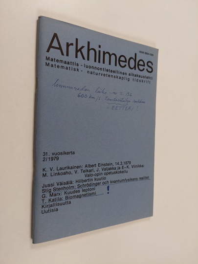 Arkhimedes 2/1979 : Matemaattis-luonnontieteellinen aikakauslehti