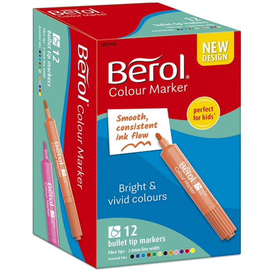 Berol Colour Marker Bullet Tip 12 kpl